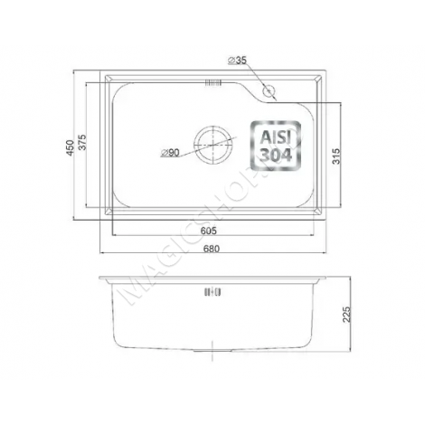 Chiuvetă Fabiano BR 68x45 inox 