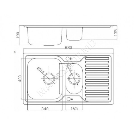 Chiuvetă Fabiano 88x50x1.5 microdecor inox 