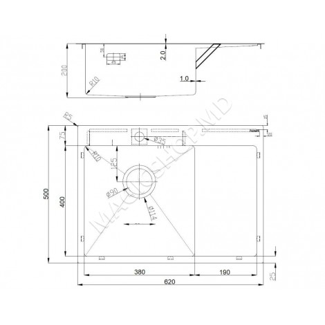 Chiuvetă Fabiano BR 62x50 Right stanga/dreapta