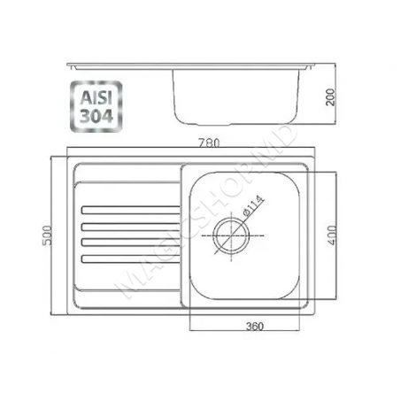 Chiuvetă Fabiano BR 78x50 S inox 