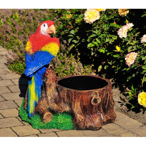 Figurina de grădină Cera Trunchi cu papagal