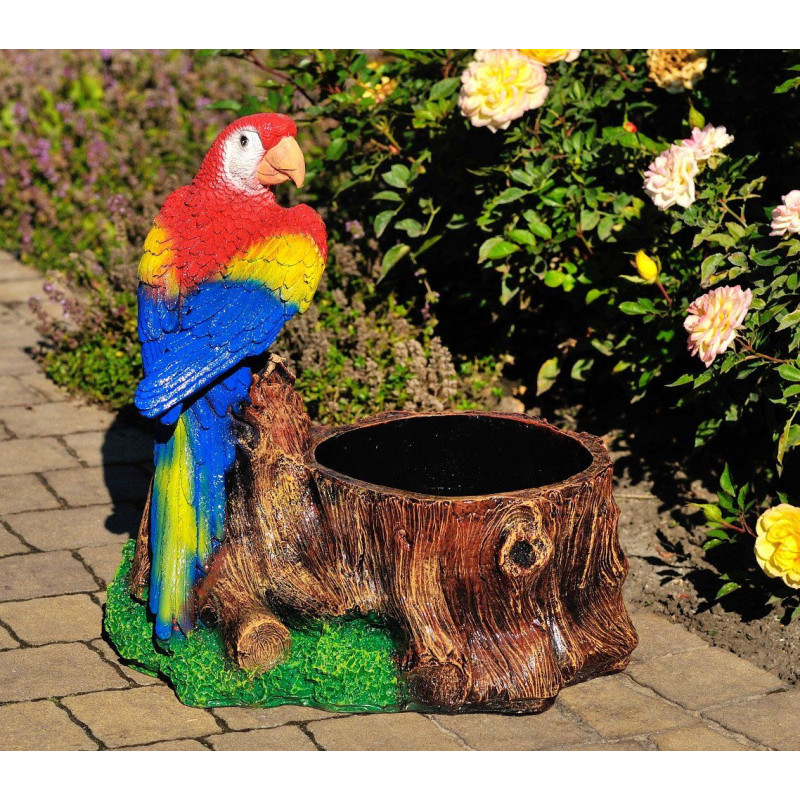 Figurina de grădină Cera Trunchi cu papagal