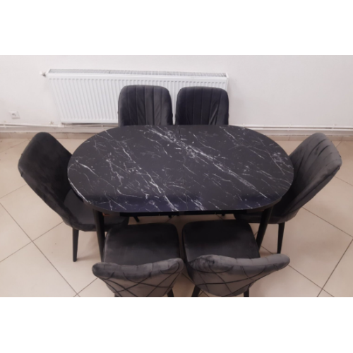 Set de sufragerie MDF masa ovala si sase scaune ES-708