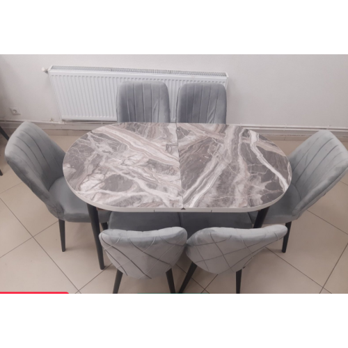 Set de sufragerie MDF masa ovala si sase scaune ES-710