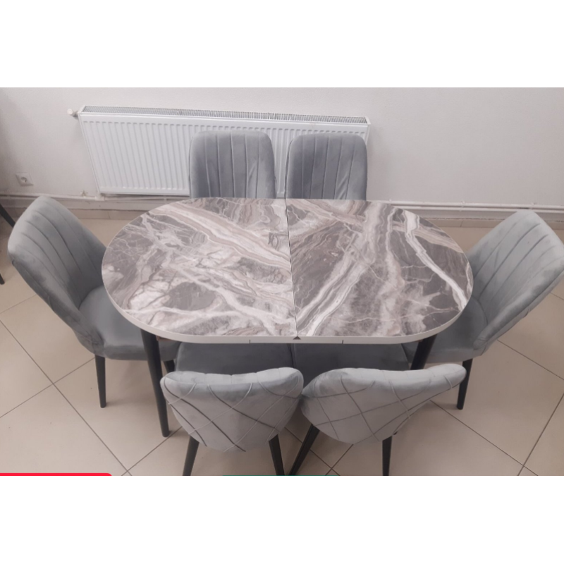 Set de sufragerie MDF masa ovala si sase scaune ES-710