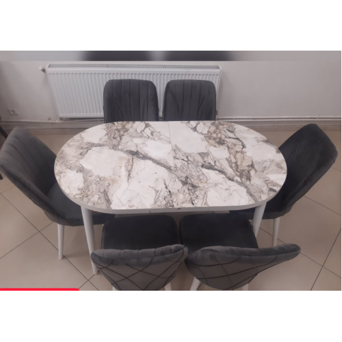 Set de sufragerie MDF masa ovala si sase scaune ES-709