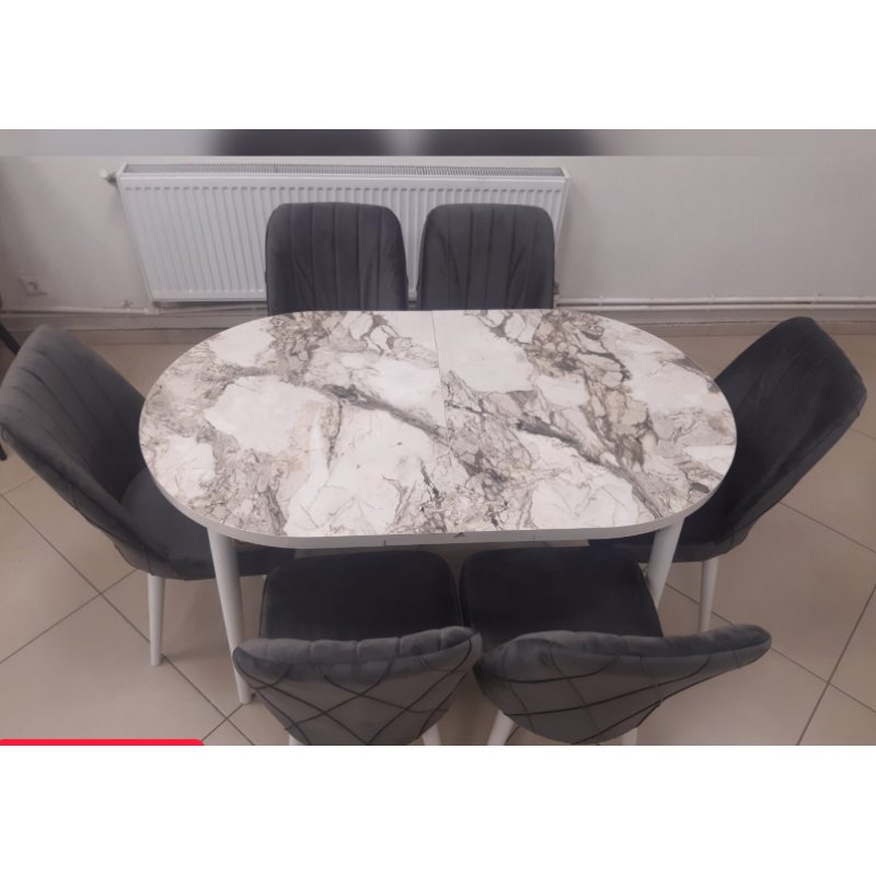 Set de sufragerie MDF masa ovala si sase scaune ES-709