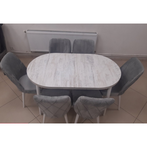 Set de sufragerie MDF masa ovala si sase scaune ES-713
