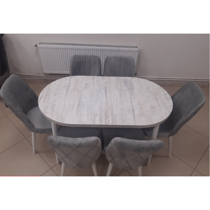 Set de sufragerie MDF masa ovala si sase scaune ES-713