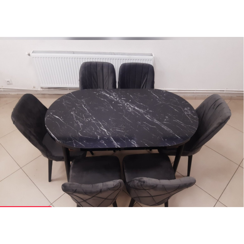 Set de sufragerie MDF masa ovala si sase scaune ES-707