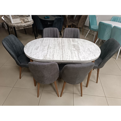 Set de sufragerie MDF masa ovala + 6 scaune 