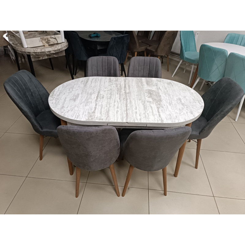 Set de sufragerie MDF masa ovala + 6 scaune 