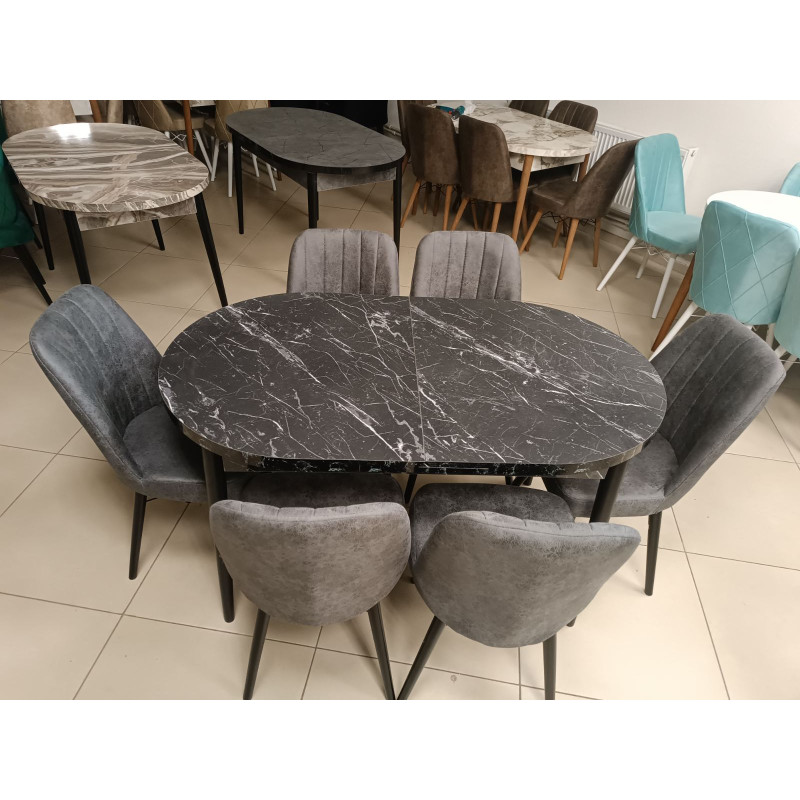 Set de sufragerie MDF masa ovala + 6 scaune 