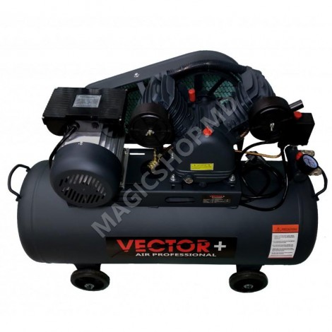 Воздушный компрессор Vector+ 2200 Вт 100 л (с маслом и приводным ремнем)