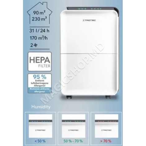 Осушитель воздуха Trotec TTK99 HEPA, 31 л/день, 90 м.