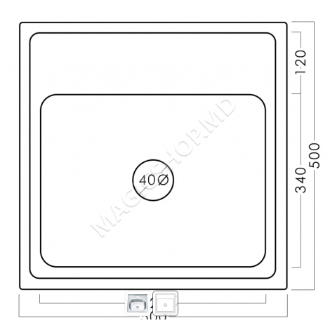 Chiuvetă Becky 50x50 cm 0.4 BK EPL inox 