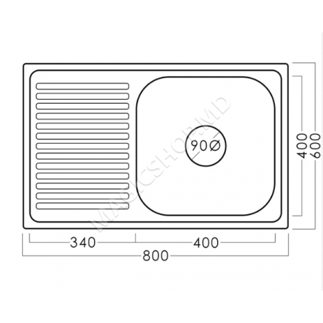 Chiuvetă Becky 60x80 0.6 BK EPL inox 