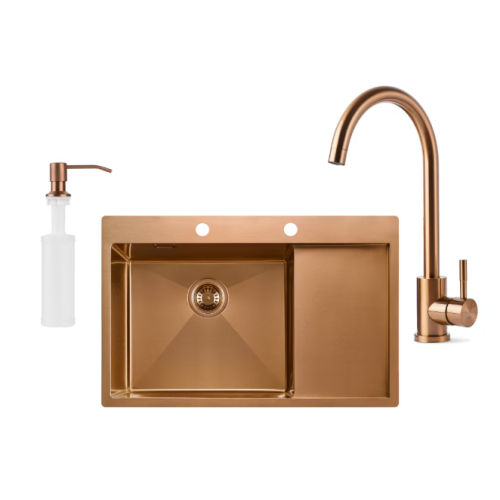 Chiuvetă Nano PVD 78 x 51 cm + baterie + dozator Black