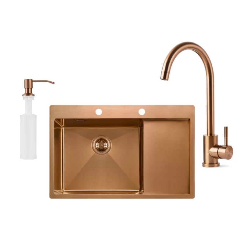 Chiuvetă Nano PVD 78 x 51 cm + baterie + dozator Black