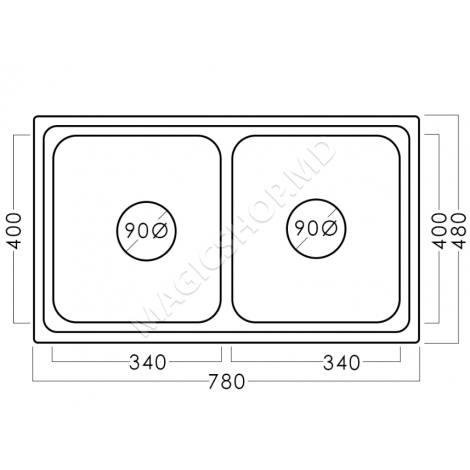 Мойка из нержавеющей стали 78x48 / 20 см EPL