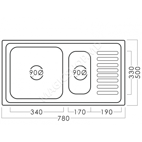 Раковина Becky 78x50 / 15 cm inox 