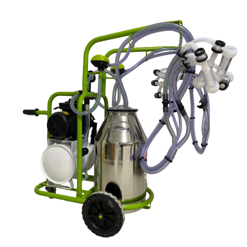 Aparat de muls capre/oi 4 posturi, 1 bidon 40l inox, pahare plastic, 250l/min, 0,55kw