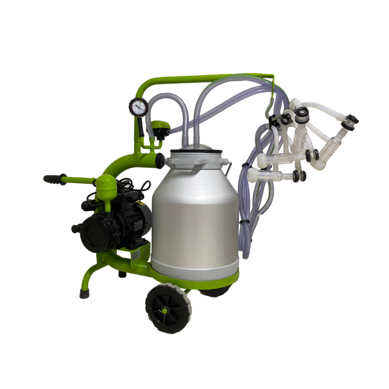 Aparat de muls capre/oi 2 posturi, 1 bidon 30l aluminiu, pahare plastic, 250l/min, 0,55kw