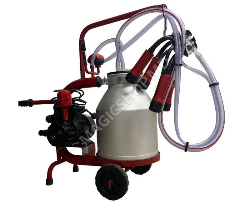 Aparat de muls vaci, 1 post, 1 bidon 30L aluminiu, pahare plastic, 250l/min, 0,55kw