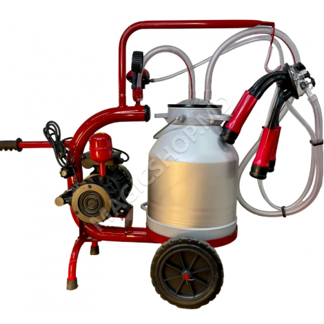 Aparat de muls vaci, 1 post, 1 bidon 30L aluminiu, pahare plastic, 250l/min, 0,55kw