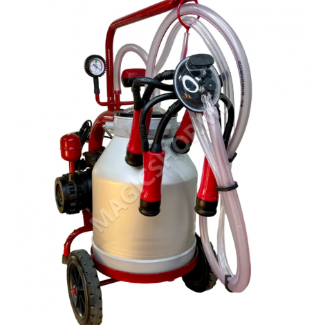 Aparat de muls vaci, 1 post, 1 bidon 30L aluminiu, pahare plastic, 250l/min, 0,55kw