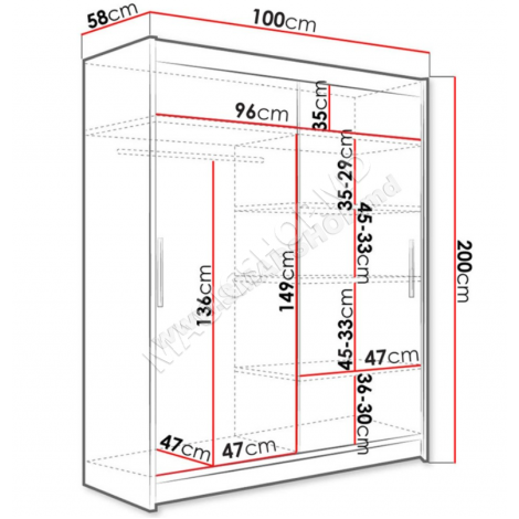 Dulap-cupe Space Meble Costa I 100x200x58 (White Matte)