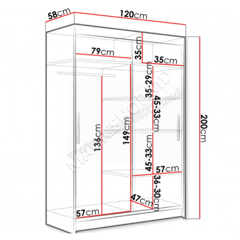 Dulap Space Meble Miami VI 120x200x58 (alb mat)