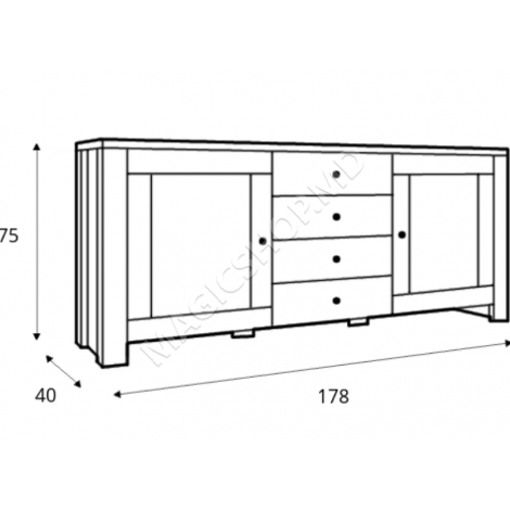 Комод Аntverpen II 2D4S (ясень снежный/дуб морённый)