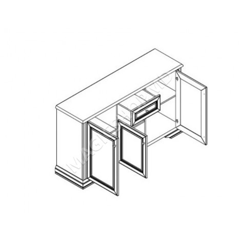 Comoda White 3D1S 161cm, Pin argintiu