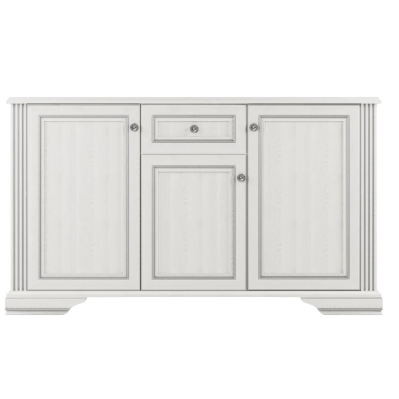 Comoda Yasen White 3D1S 161cm, Pin argintiu