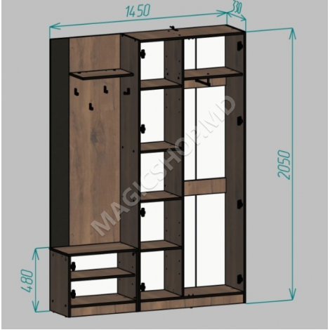 Antreu Adel 2 dreapta, 145x205 cm (cașmir/negru)