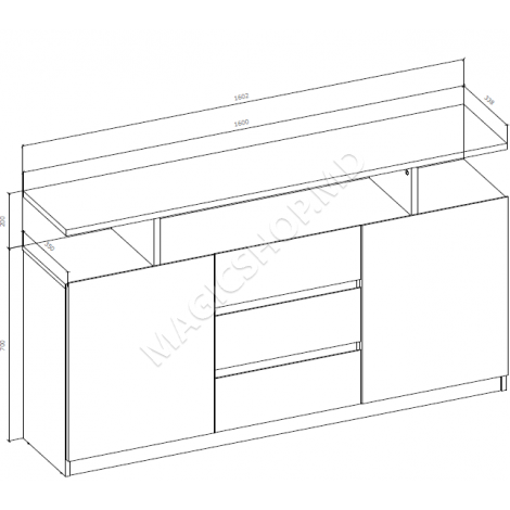 Comodă Yasen Boston 160x90x35 (stejar artizanal auriu/alb)