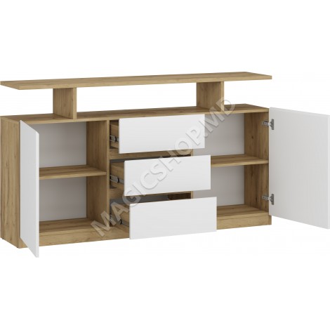 Comodă Yasen Boston 160x90x35 (stejar artizanal auriu/alb)