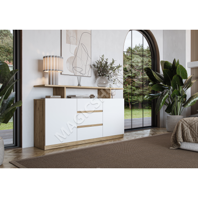 Comodă Yasen Boston 160x90x35 (stejar artizanal auriu/alb)
