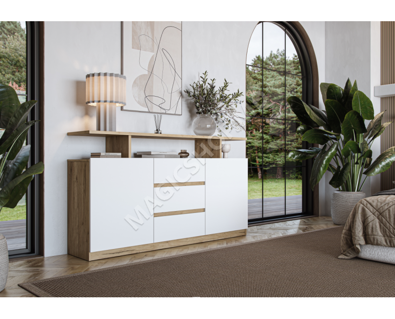 Comodă Yasen Boston 160x90x35 (stejar artizanal auriu/alb)