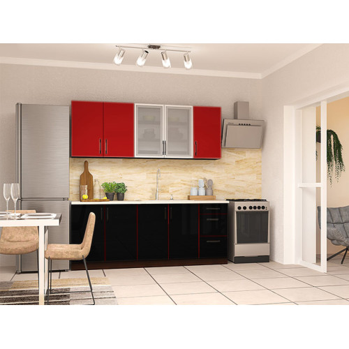 Bucatarie Yasen Francesca 2 m graffit grey/red light/black light