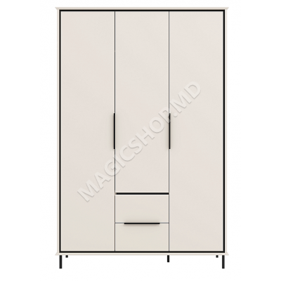 Dulap Hills SZF3D2S 146x60x220 cm Cașmir / Gerbor Negru
