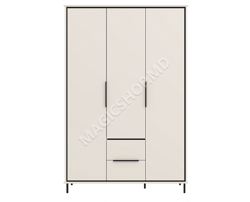 Dulap Hills SZF3D2S 146x60x220 cm Cașmir / Gerbor Negru