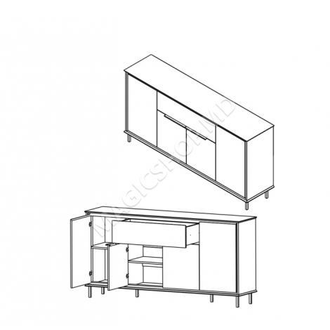 Comodă Yasen Hills KOM4D1S (cașmir/negru)