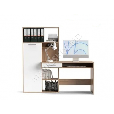 Masa birou Hobbit 1st cu penar 1d stânga (stejar urban chihlimbar/alb)