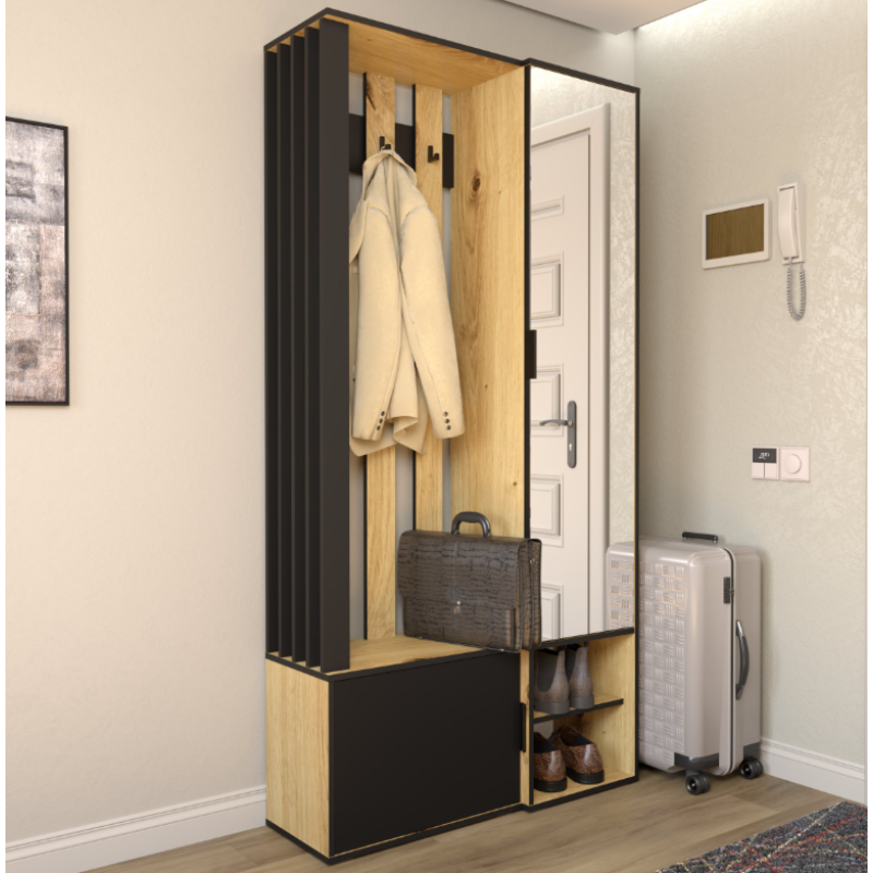 Antreu Yasen Loft 100 cm stejar artizanal / negru