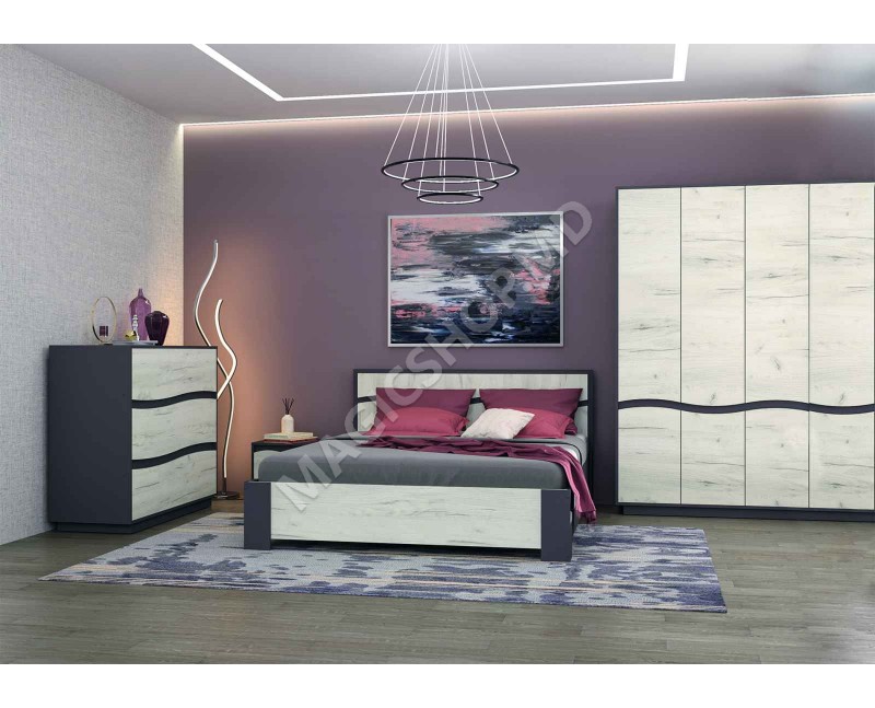 Noptiera Yasen Geneva 1S grafit Gri/Stejar Kraft Alb