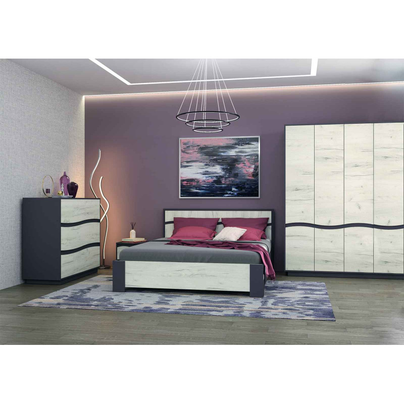 Noptiera Yasen Geneva 1S grafit Gri/Stejar Kraft Alb