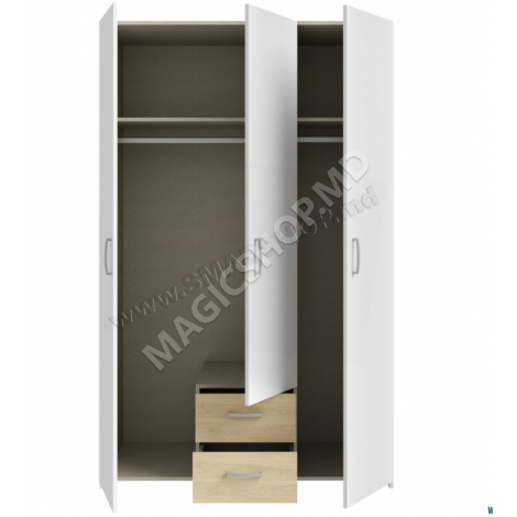 Dulap Fortuna Econobox 120x190 (Alb/Stejar Puccini)