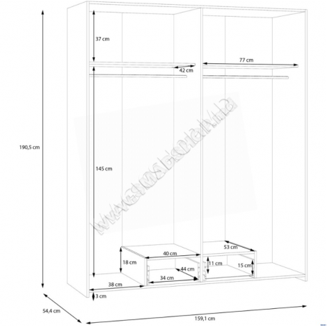 Dulap Fortuna Econobox 159x190 White/Puccini Oak